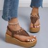 ZBYY Women's Platform Wedges Heel Sandals Summer Wedge Flip Flops Sandals Slip On Elastic Ankle Strap Party Dress Shoes view 3