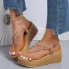 ZBYY Women's Platform Wedges Heel Sandals Summer Wedge Flip Flops Sandals Slip On Elastic Ankle Strap Party Dress Shoes view 2