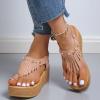 ZBYY Women's Platform Wedges Heel Sandals Summer Wedge Flip Flops Sandals Slip On Elastic Ankle Strap Party Dress Shoes view 3