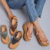 ZBYY Women's Platform Wedges Heel Sandals Summer Wedge Flip Flops Sandals Slip On Elastic Ankle Strap Party Dress Shoes view 4