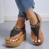 ZBYY Women's Platform Wedges Heel Sandals Summer Wedge Flip Flops Sandals Slip On Elastic Ankle Strap Party Dress Shoes view 2