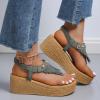 ZBYY Women's Platform Wedges Heel Sandals Summer Wedge Flip Flops Sandals Slip On Elastic Ankle Strap Party Dress Shoes view 4
