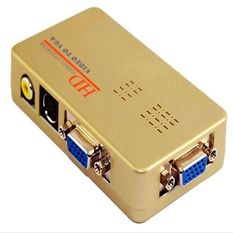 AllAboutAdapters Analog Composite RCA S-Video to VGA Up Converter 1920x1200 Max Output Resolution Video Over VGA Picture-in-Picture Support