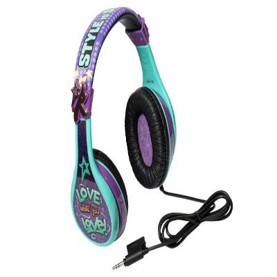 eKids Karmas World Headphones for Kids, Wired Headphones for School, Home or Travel, Tangle Free Stereo Earphones with Parental Volume Control, Connect via 3.5mm Jack