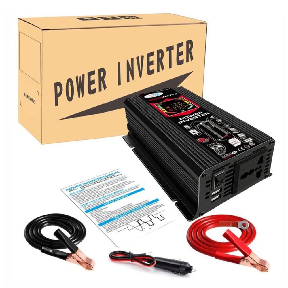 Niczu 500W Car Power Inverter DC 12V to AC 110V 220V Modified Sine Wave Portable Vehicle Voltage Converter with MCU LCD Display Screen,Black-110V
