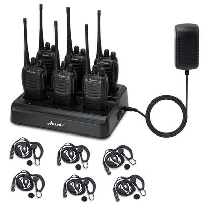 Ansoko Walkie Talkies for Adults Long Range Rechargeable 2-Way Radio Walkie Talkie with 6-Bank Gang Charger and Spare Batteries (6 Pack)