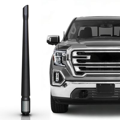 Tekk Carbon Fiber Short Antenna Compatible with 2009-2025 Sierra 1500/7.9 Inches Premium Flexible Rubber/Designed for Enhance FM/AM Radio Signal Reception