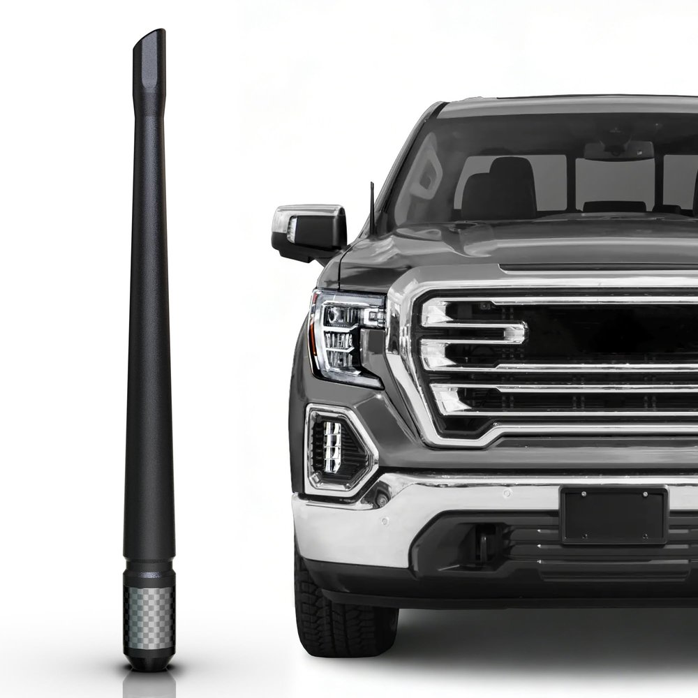 Tekk Carbon Fiber Short Antenna Compatible with 2009-2025 Sierra 1500/7.9 Inches Premium Flexible Rubber/Designed for Enhance FM/AM Radio Signal Reception