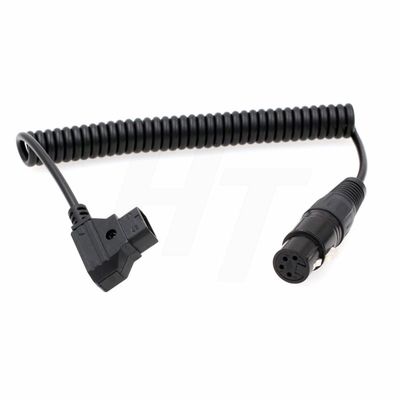 HangTon Camera Monitor XLR 4 Pin Female D-tap Coiled Power Cable for Sony F3 F55 Venice, Canon C300 III C500 MKII, Blackmagic URSA Mini, SmallHD 1703