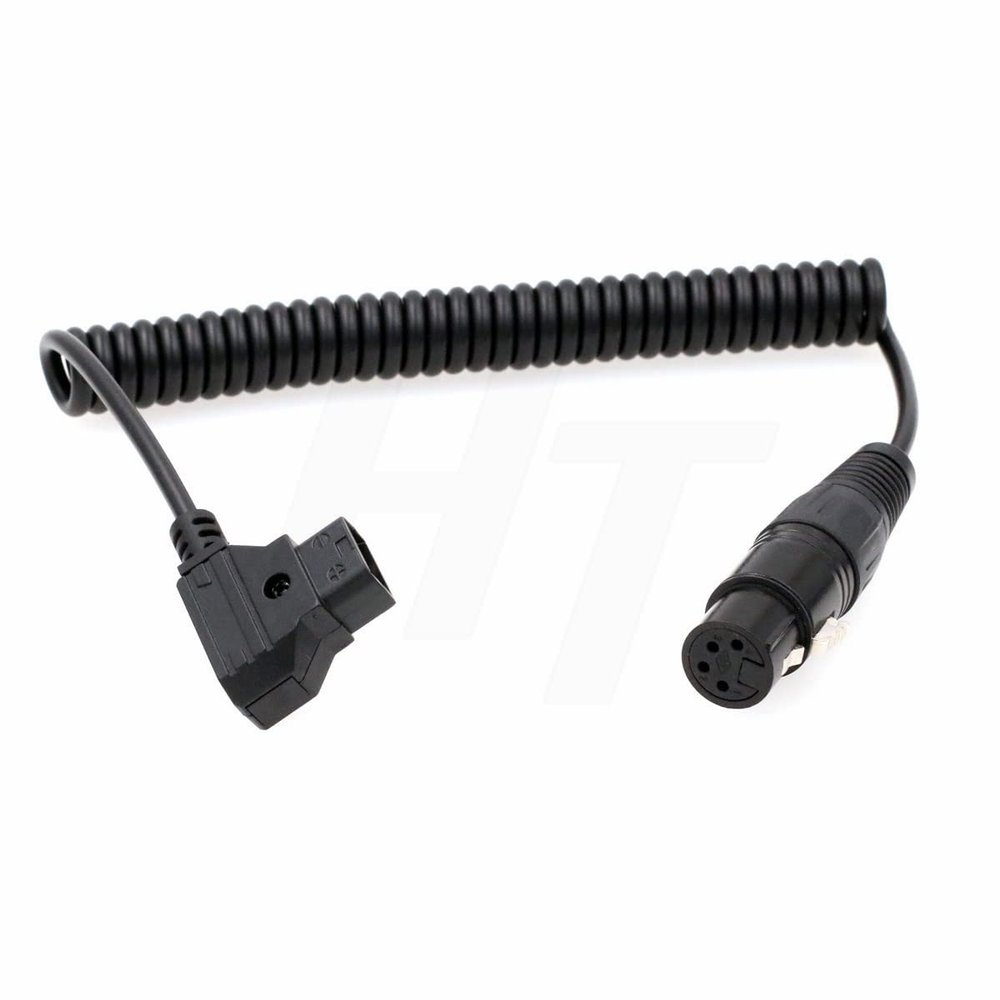 HangTon Camera Monitor XLR 4 Pin Female D-tap Coiled Power Cable for Sony F3 F55 Venice, Canon C300 III C500 MKII, Blackmagic URSA Mini, SmallHD 1703