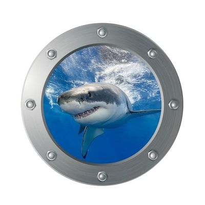 Ocean Wall Decals 3D Under The Sea Nature Scenery Removable Shark Wall Decals Animals Sticker for Bathroom Bedroom Door Kids Baby Nursery Room
