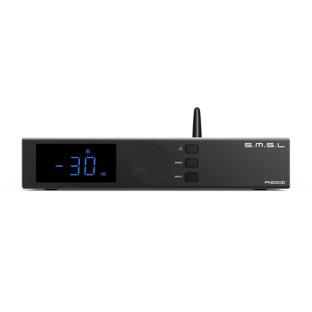 SMSL a300 Digital Power Amplifier BTL Mode Hi-Res Bluetooth 5.0 with 165Wx2(4)/85Wx2(8) Remote Control for Home Outdoor Passive Speaker/Active Bass Subwoofer(Black)