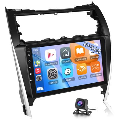 NHOPEEW 2GB+64GB Android Car Radio for Toyota Camry 2012 2013 2014 Compatible with Apple Carplay and Android Auto, 10.1 inch Touchscreen DSP Stereo with AHD Bacnkup Camera and Mic