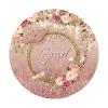 DORCEV Grad Class of 2025 Round Backdrop Cover 7.2x7.2ft Polyester Rose Pink Glittering Rustic Pink Floral Congrats Grad Round Background Graduation Congratulations Prom Party Photo Portrait Props view 4