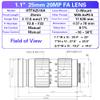 20MP 1.1" 25mm f/2.8 Manual Lris and Focus Industrial Lens for High Resolution C-Mount Machine Vision Cameras view 2