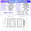 20MP 1.1" 16mm f/2.8 Manual Lris and Focus Industrial Lens for High Resolution C-Mount Machine Vision Cameras view 2