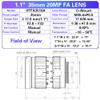 20MP 1.1" 35mm f/2.8 Manual Lris and Focus Industrial Lens for High Resolution C-Mount Machine Vision Cameras view 2