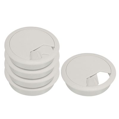 YOKIVE 5 Pcs Desk Cable Hole Cover, Cord Through Raceway Plastic Great for Office, Home, Daily Use (60mm, Gray)