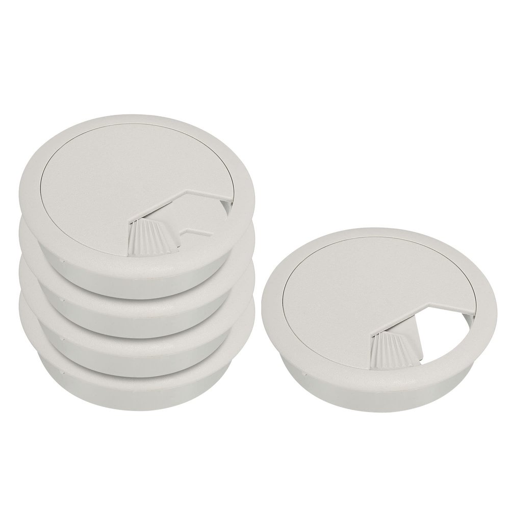 YOKIVE 5 Pcs Desk Cable Hole Cover, Cord Through Raceway Plastic Great for Office, Home, Daily Use (60mm, Gray)