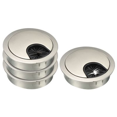 YOKIVE 4Pcs Desk Cable Hole Cover, Zinc Alloy Cord Wire Raceway Great for Office, Home, Daily Use (50mm, Silver)