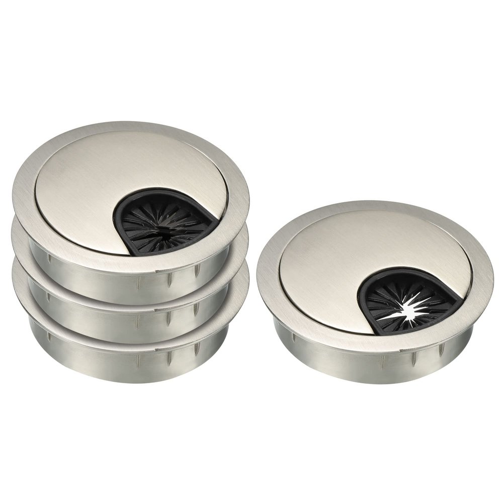 YOKIVE 4Pcs Desk Cable Hole Cover, Zinc Alloy Cord Wire Raceway Great for Office, Home, Daily Use (50mm, Silver)