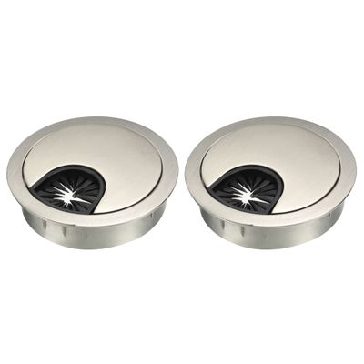 YOKIVE 2Pcs Desk Cable Hole Cover, Zinc Alloy Cord Wire Raceway Great for Office, Home, Daily Use (50mm, Silver)