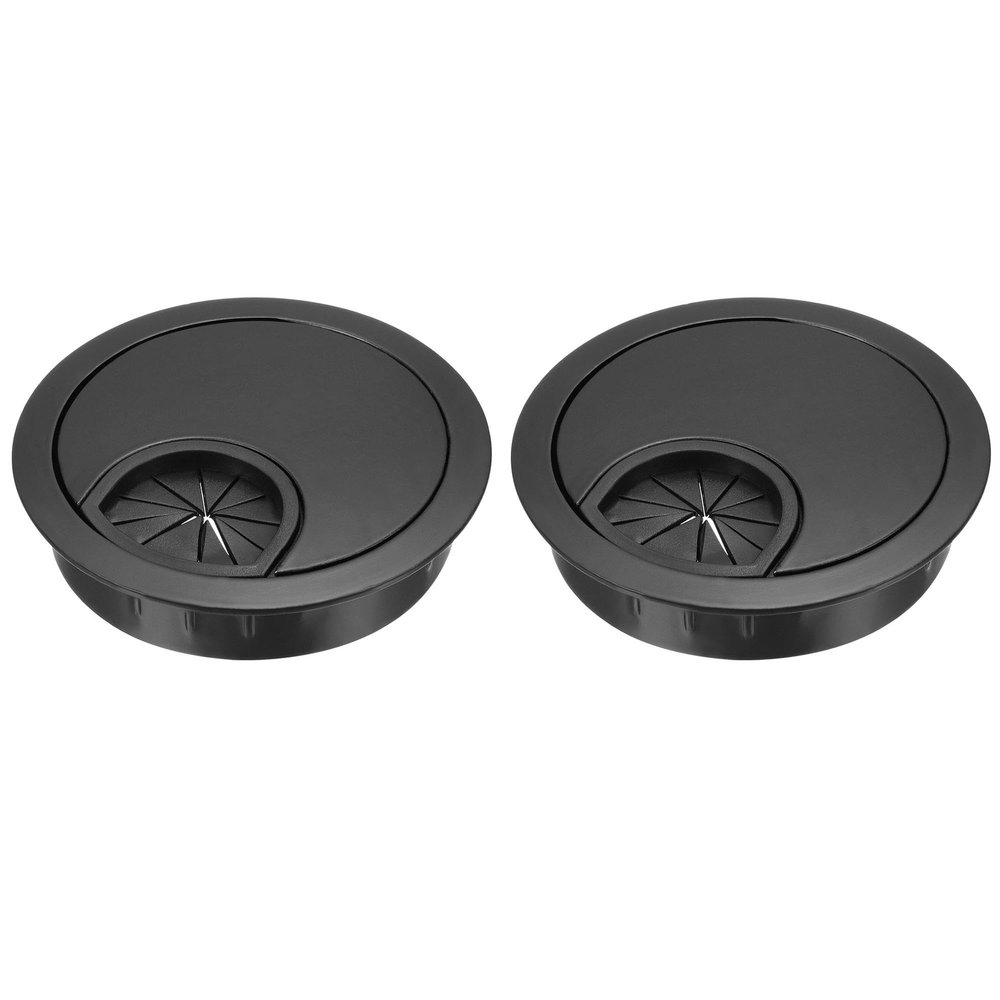 YOKIVE 2Pcs Desk Cable Hole Cover, Zinc Alloy Cord Raceway Great for Office, Home, Daily Use (53mm, Black)