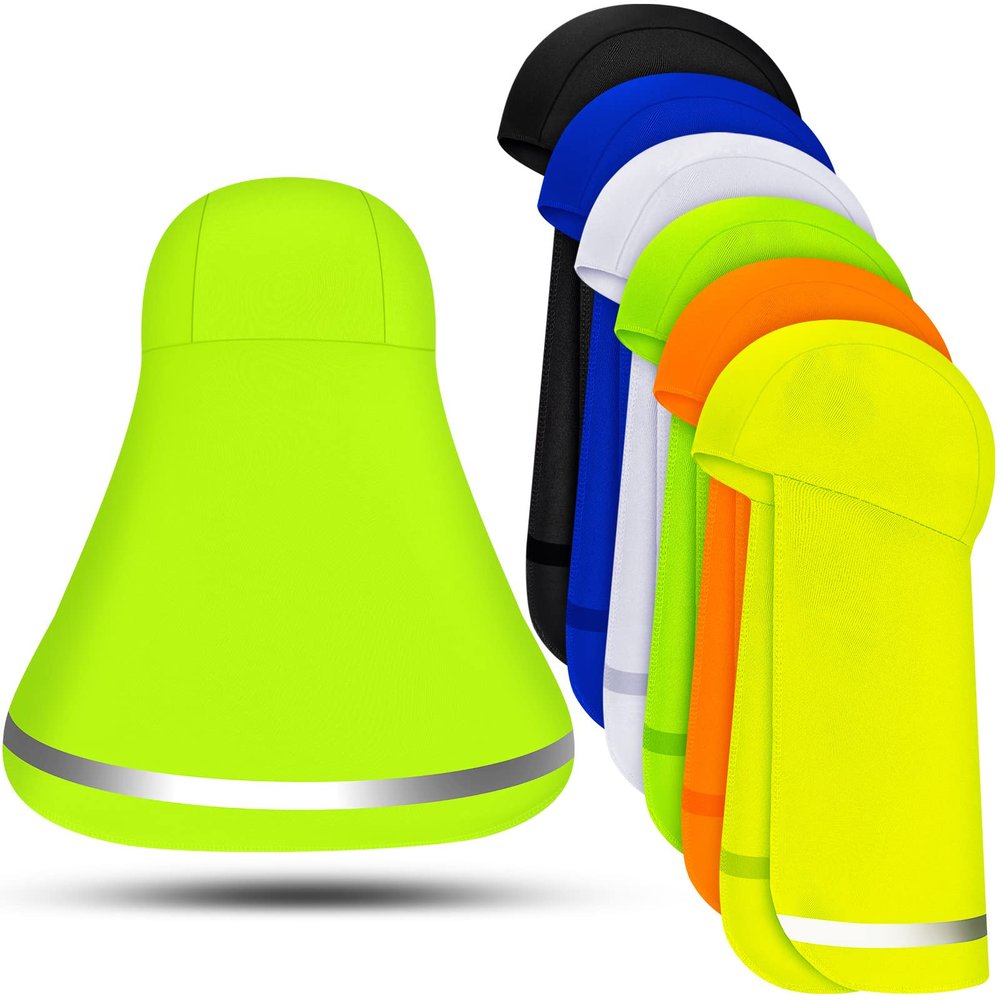 Coume 6 Pcs Elastic Hard Hat Sun Cooling Skull Cap Shield Bulk Helmet Liner with Neck Shade for Outdoor(Mixed Color)