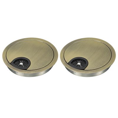 YOKIVE 2Pcs Desk Cable Hole Cover, Zinc Alloy Cord Raceway Great for Office, Home, Daily Use (80mm, Bronze)