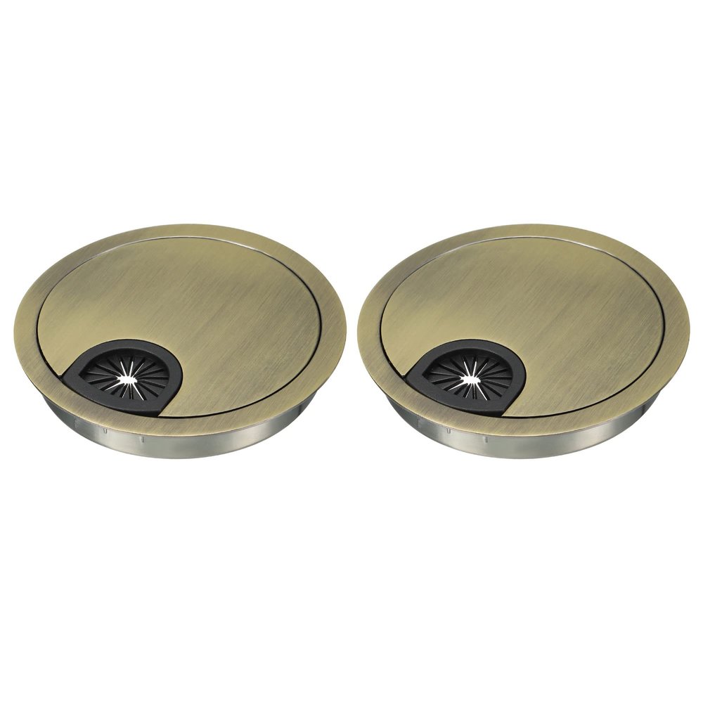 YOKIVE 2Pcs Desk Cable Hole Cover, Zinc Alloy Cord Raceway Great for Office, Home, Daily Use (80mm, Bronze)