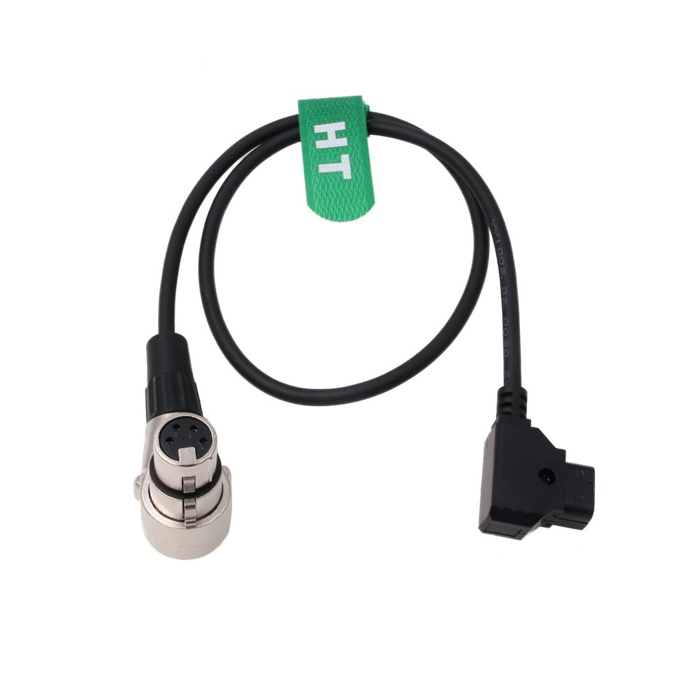 HangTon Elbow XLR 4 Pin Female D-tap Coiled Power Cable for Blackmagic URSA Mini Pro, SmallHD 1703 2400 Monitor, Sony F3 F5 Venice, Canon C300 MKIII C700 24"