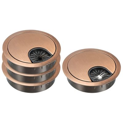 YOKIVE 4Pcs Desk Cable Hole Cover, Zinc Alloy Cord Raceway Great for Office, Home, Daily Use (53mm, Red Bronze)