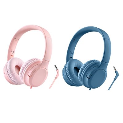 DyBaxa Over-Ear Foldable Pink Kids Headphones, Volume Limiter 94dB Over-Ear Foldable Blue Kids Headphones, Volume Limiter 94dB