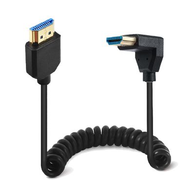 1-3.9ft HDMI 2.1 Up Angle Male Coiled Cable, 48Gbps, 8K@60Hz/4K@120Hz/2K@240Hz, Supports 3D, HDCP 2.2/2.3, Dolby TrueHD DTSHD, Dynamic HDR, eARC, Compatible with GH5S, PS5, Xbox One Monitor, PC.