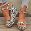 ZBYY Women's Platform Slingback Wedges Sandals Leopard Print Wedge Heel Fish Mouth SandalsAnkle Strap Peep Toe Sandals view 3