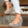 ZBYY Women's Platform Slingback Wedges Sandals Leopard Print Wedge Heel Fish Mouth SandalsAnkle Strap Peep Toe Sandals view 4