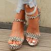 ZBYY Women's Platform Slingback Wedges Sandals Leopard Print Wedge Heel Fish Mouth SandalsAnkle Strap Peep Toe Sandals view 3