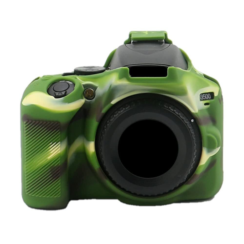 Camera Case Bag Soft Silicone Camouflage Green Shockproof Armor Skin Body Cover Protector for Nikon D3500 Digital Camera