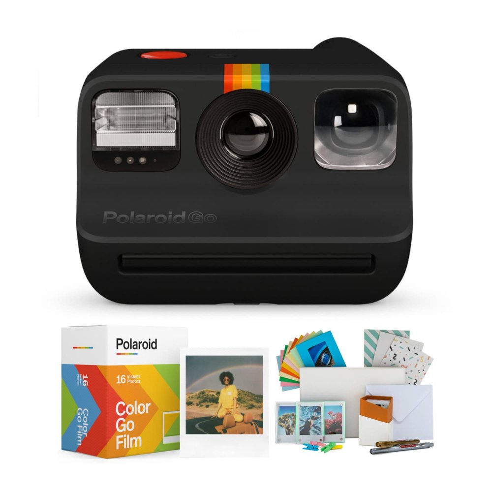 Polaroid Go Instant Camera (Black) Bundle with Film Double Packs and Everything PhotoBox Kit (3 Items)