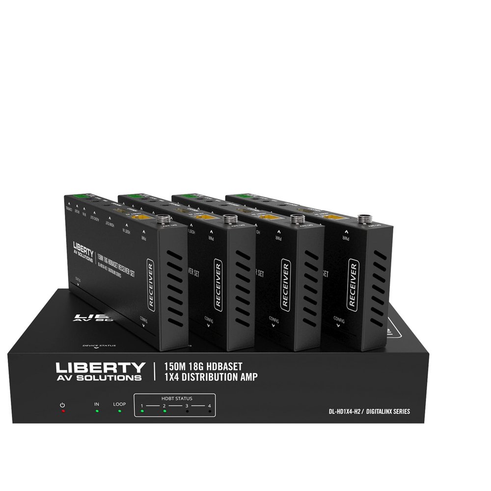 DigitaLinx DL-HD1X4-H2 Compatible with HDBaseT, 1 x 4 18G Distribution Amp/Splitter