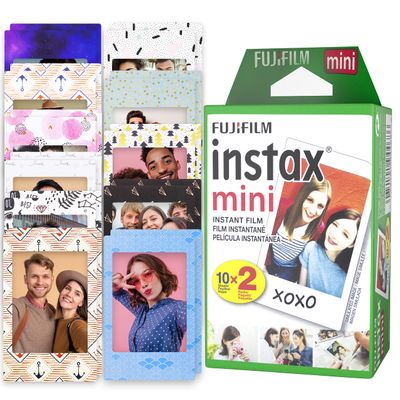 Fujifilm Instax Mini Film - Fuji Film Instant Film - Twin Pack (20 Sheets) - Bundled with Moshify 20 Colorful Sticker Frames