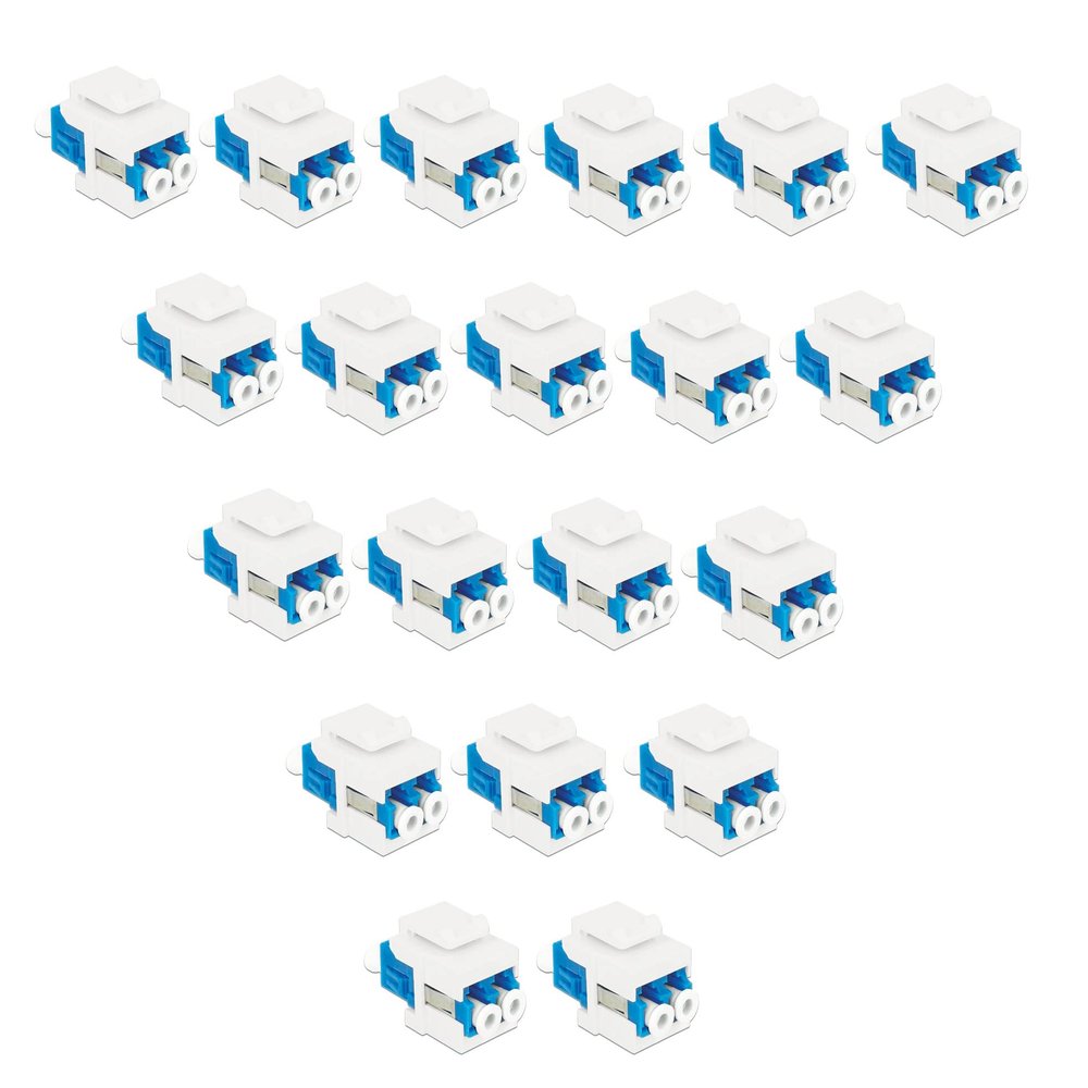 DIYTECH Fiber Optic Keystone Jack  LC Duplex Singlemode Fiber Jack, for Keystone Coupler Fiber Optic Wall Plate, LC to LC Coupler, Fiber Patch Panel, XLR Patch Panel, Fiber LC to LC (LC - 20 Pack)