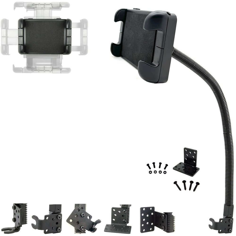 ChargerCity Strong Flexible 22-Inch Aluminum Gooseneck ELD Car Truck Semi Fleet LEMP Seat Floor Bolt Tablet Mount for All 7-12 Inch Screen Tablets (Includes AMPS Adapter)
