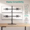 WALI Freestanding Quad Monitor Mount for 17-27 Inch Screens, Fully Adjustable 4 Monitor Stand with Swivel, Tilt, Rotation, Glass Base, Max Load 22 lbs per Arm (GMF004), Black view 3
