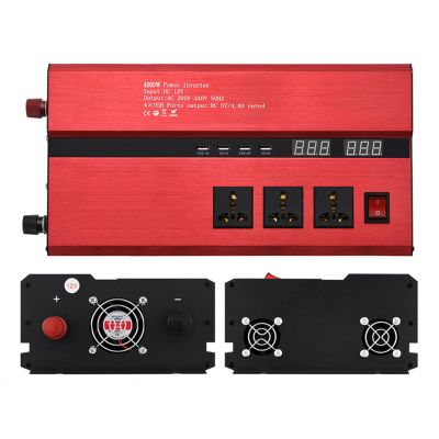 Niczu Car Power Inverter, 600W 1200W 2000W 2600W 3000W 4000W Modified Sine Wave Power Inverter, DC 12V 24V to AC 220V Voltage Converter with Cooling Fan,4000W-12V