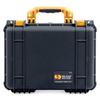 Black Pelican 1450 case with Yellow Handle and latches. Comes with Foam. view 2