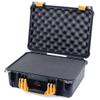 Black Pelican 1450 case with Yellow Handle and latches. Comes with Foam. view 3