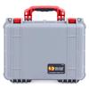 Silver Pelican 1450 case with red handle & latches. With foam. view 2