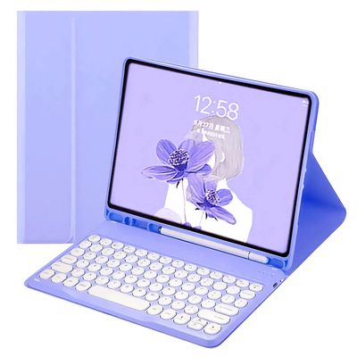 2022 New iPad Pro 11'' 4th/ 3rd / 2nd Generation Keyboard case 2021 2020 2018 Color Bluetooth Keyboard Magnetic Detachable Cute Round Key with Pencil Holder (iPad Pro11, Purple)