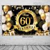 Happy 60th Birthday Decoration Backdrop Banner Black Gold Extra Large Fabric Birthday Sign Poster Photography Background 60 Year Birthday Party Decorations Supplies Indoor Outdoor, 72.8 x 43.3 Inch view 2